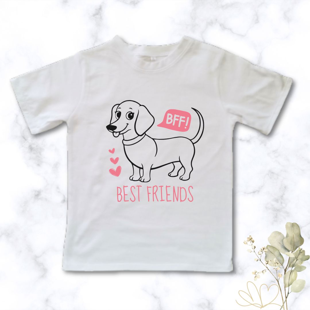 Best Friends Forever | Custom Printed Kids T-Shirt featuring a dachshund theme
