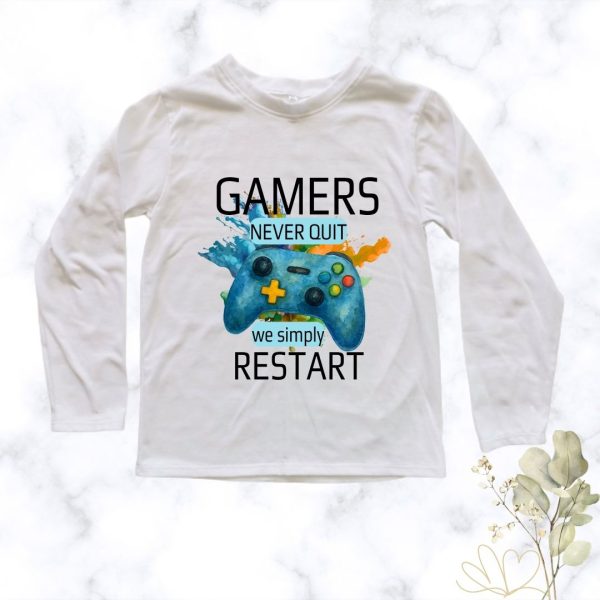 Gamers never Quit - cute T-shirt for Boys
