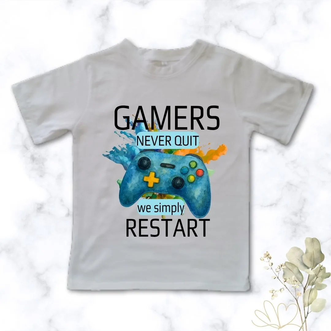 Gamers never Quit - T-shirt for Boys