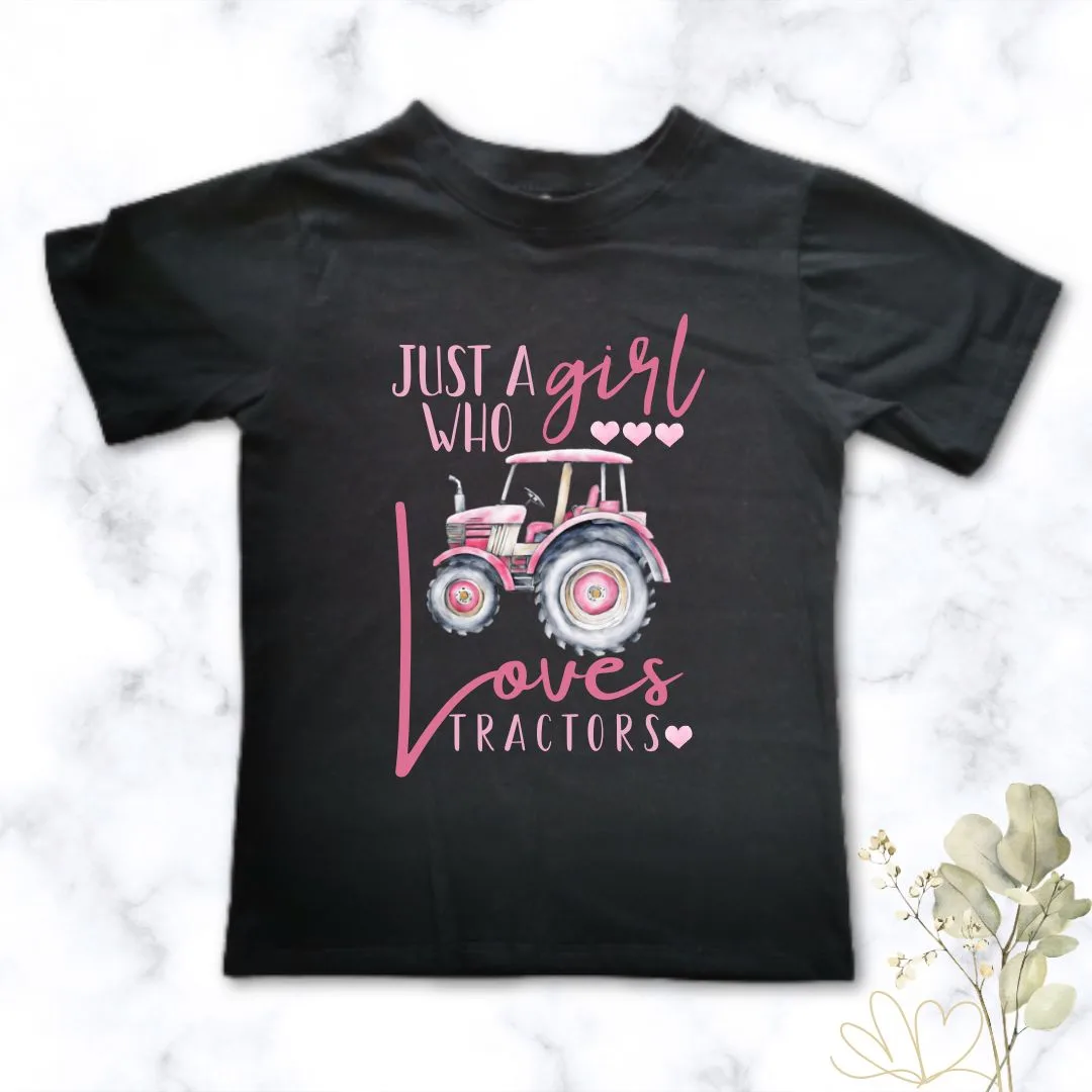 Girl who Loves Tractors | Custom Printed Kids T-Shirt