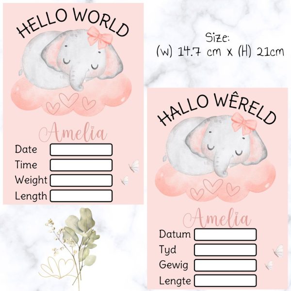 Elephant theme Birth Announcement Board