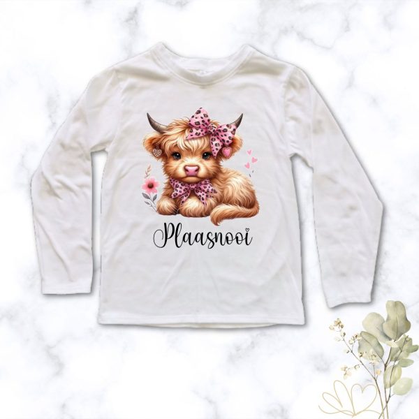 Farm Girl | Custom Printed Kids T-Shirt featuring a highland cow theme