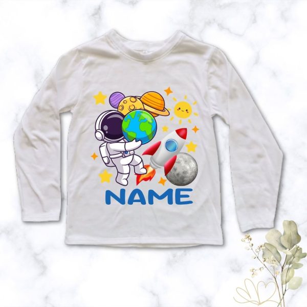 Rocket & Planet Tee | Custom Printed Kids T-Shirt for boys who love space