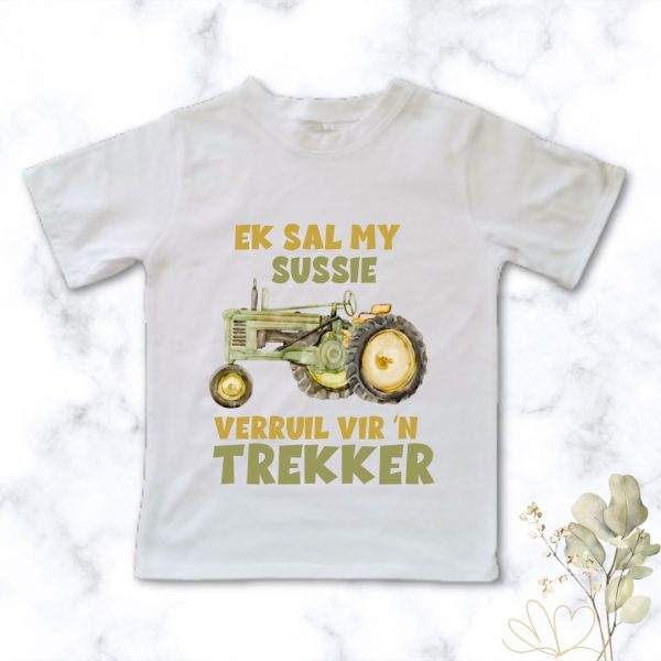 I’d Trade My Sister for a Tractor” kids t-shirt – perfect for little tractor lovers!