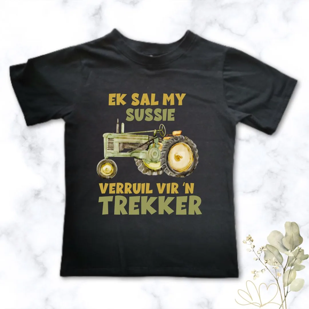 I’d Trade My Sister for a Tractor” kids t-shirt – perfect for little tractor lovers!
