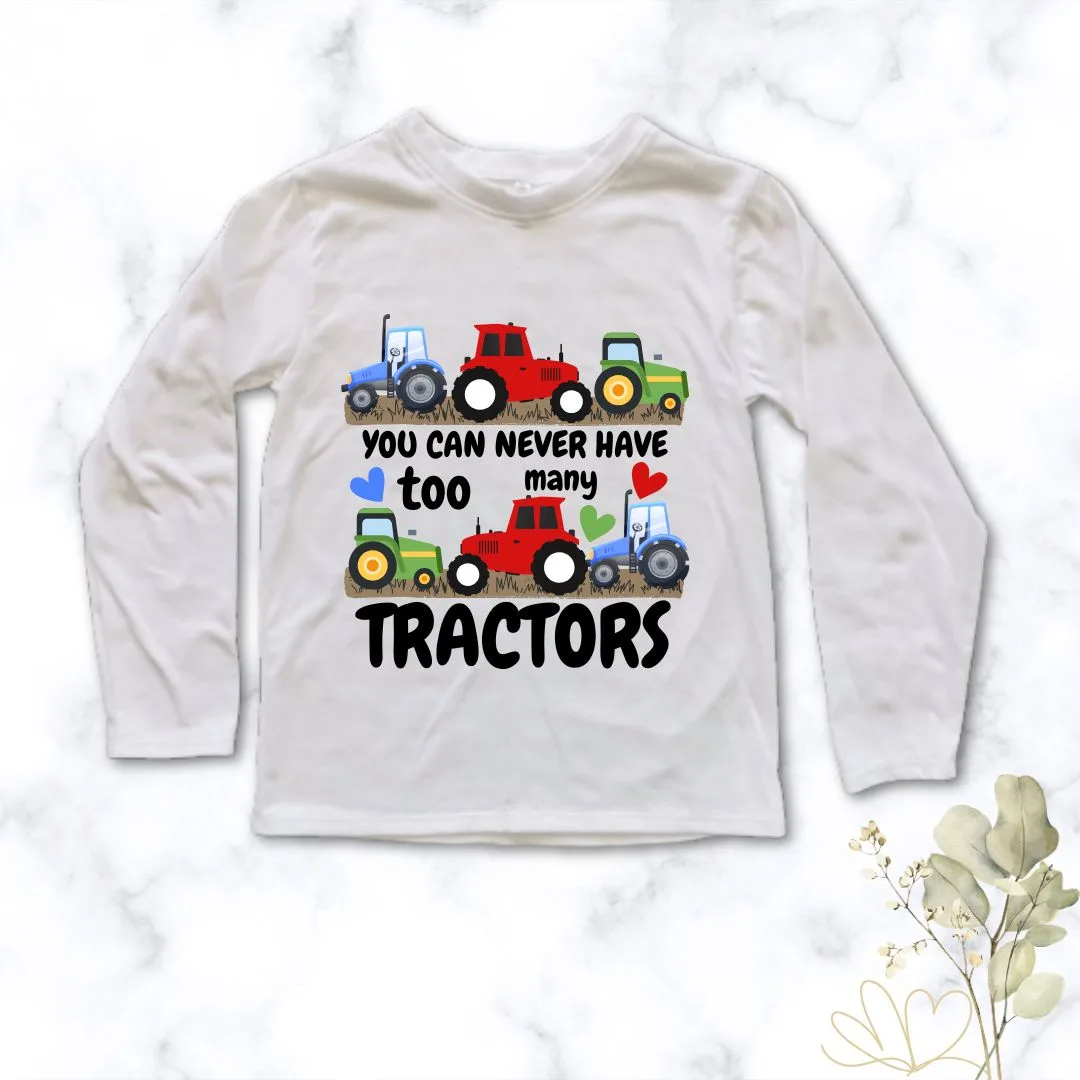 Printed T-shirt for boys who love tractors - To Many Tractors