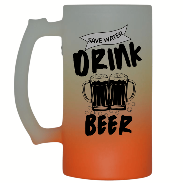 Save Water Drink Beer Frosted Beer Mug