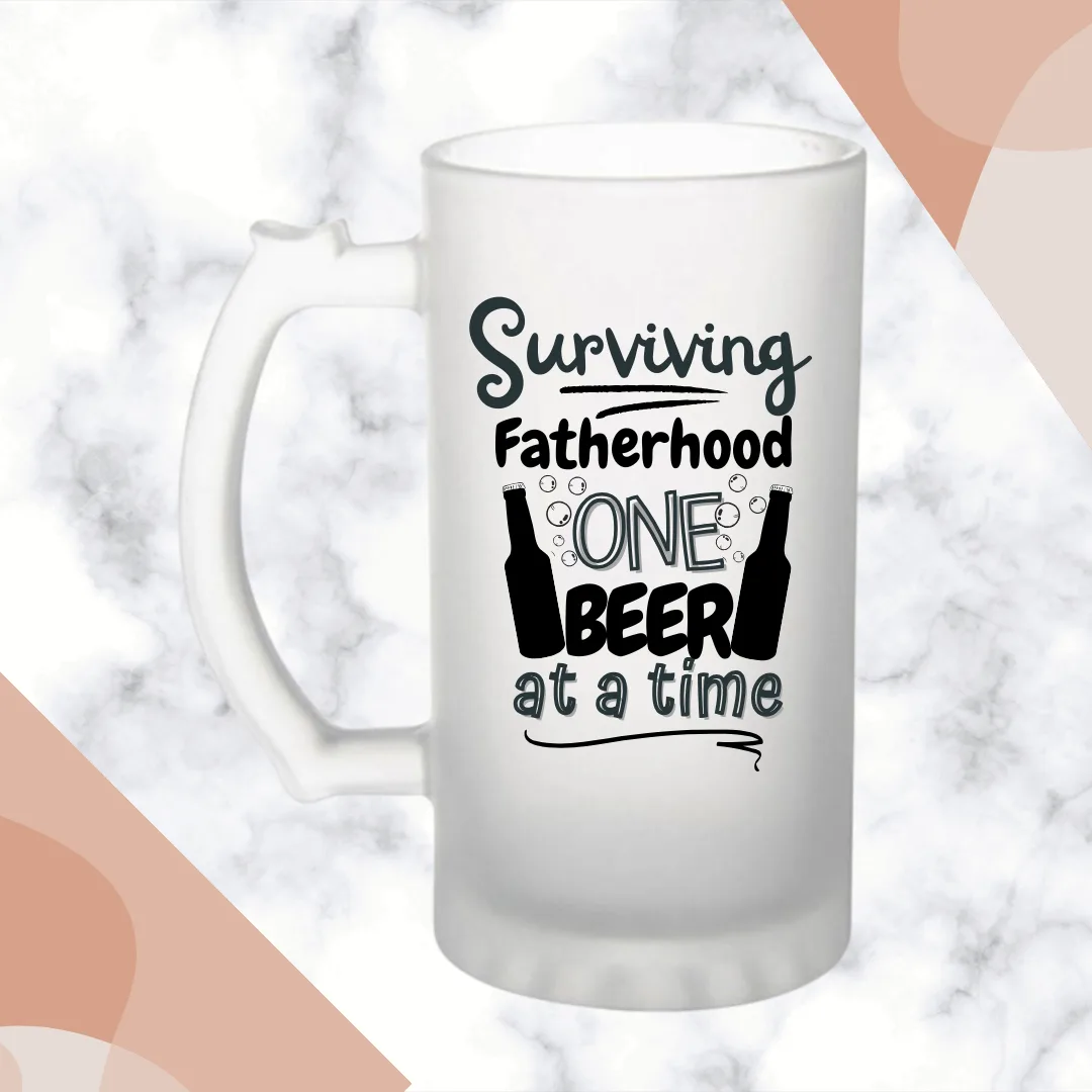 Surviving Fatherhood Frosted Beer Mug