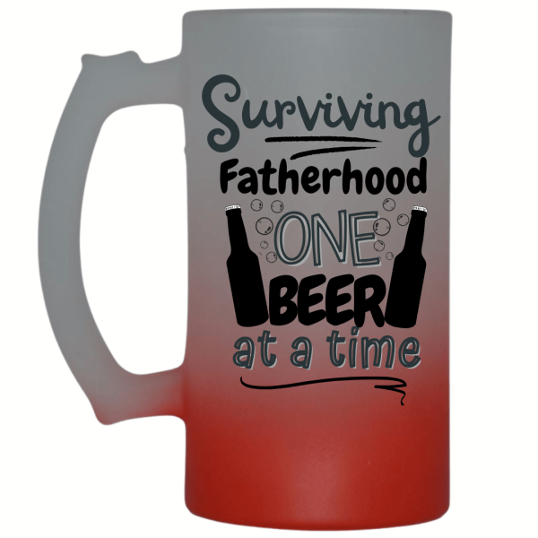 Surviving Fatherhood Frosted Beer Mug