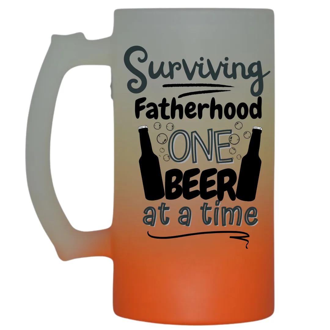 Surviving Fatherhood Frosted Beer Mug