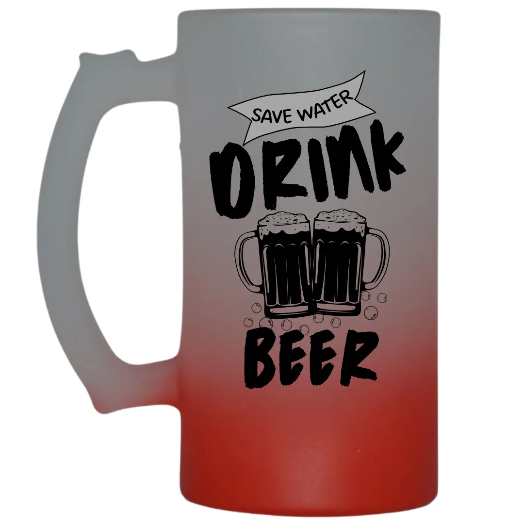 Save Water Drink Beer Frosted Beer Mug
