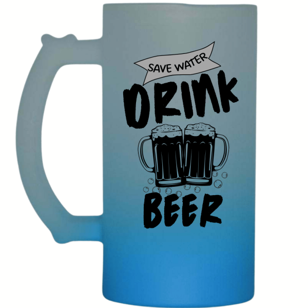 Save Water Drink Beer Frosted Beer Mug