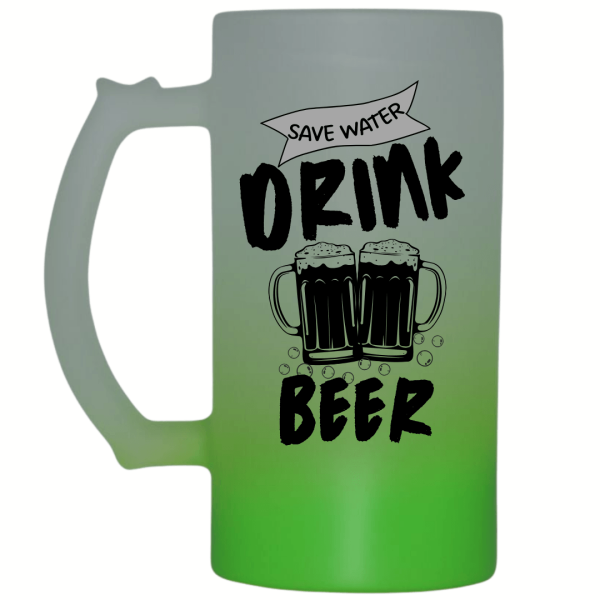 Save Water Drink Beer Frosted Beer Mug