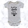Hello Auntie and Uncle baby onesie
