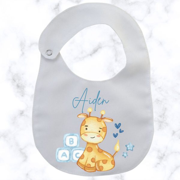 Baby Giraffe Round Bib - boys