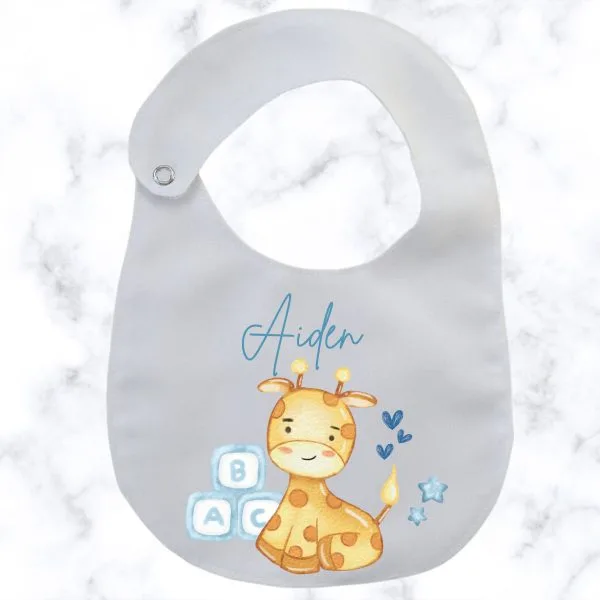 Baby Giraffe Round Bib - boys
