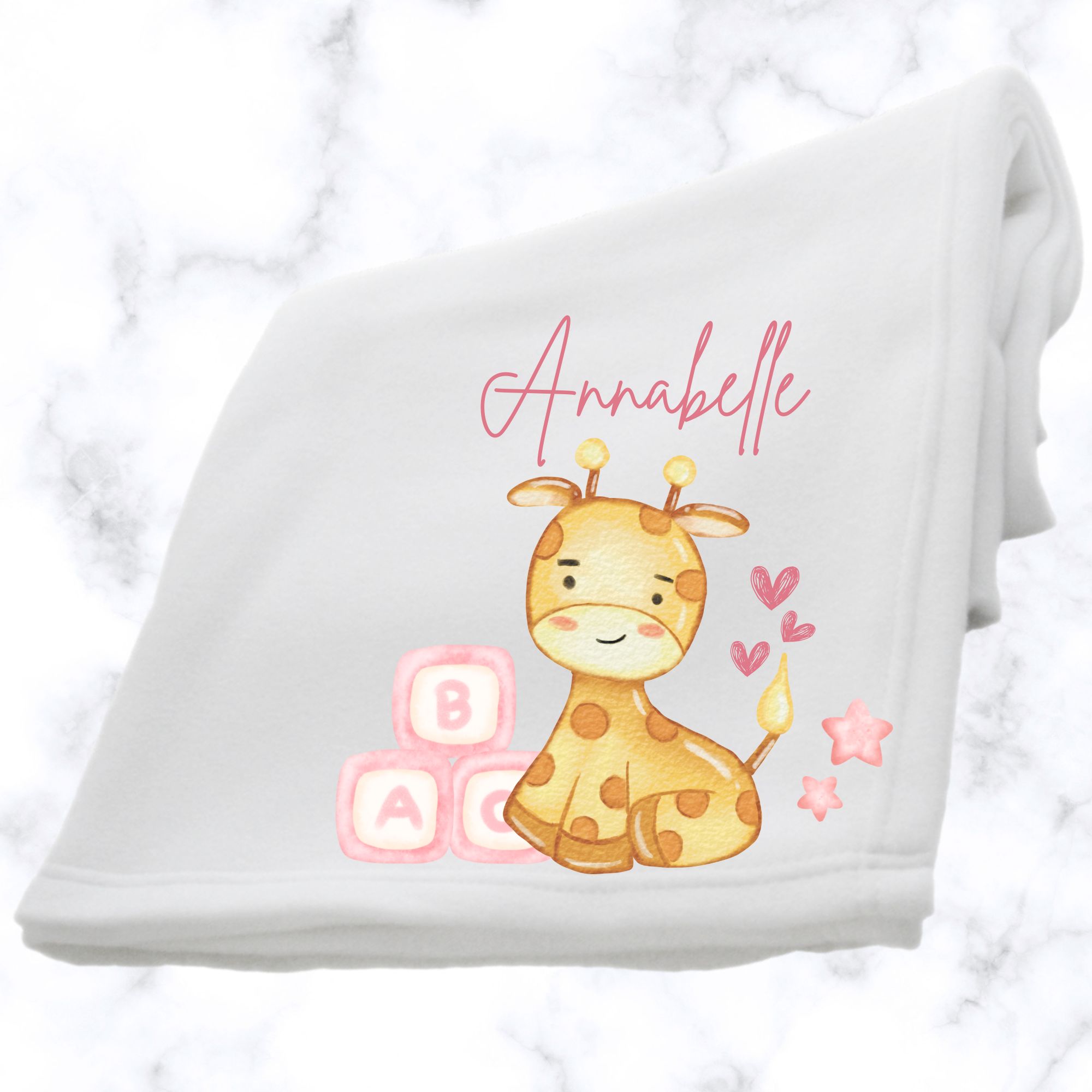 Girly Giraffe Fluffy Fleece Baby Blanket