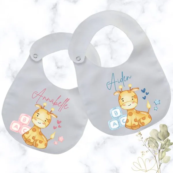 Baby Giraffe Round Bibs