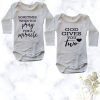 Prayed for a Miracle Twin Onesie Combo - white