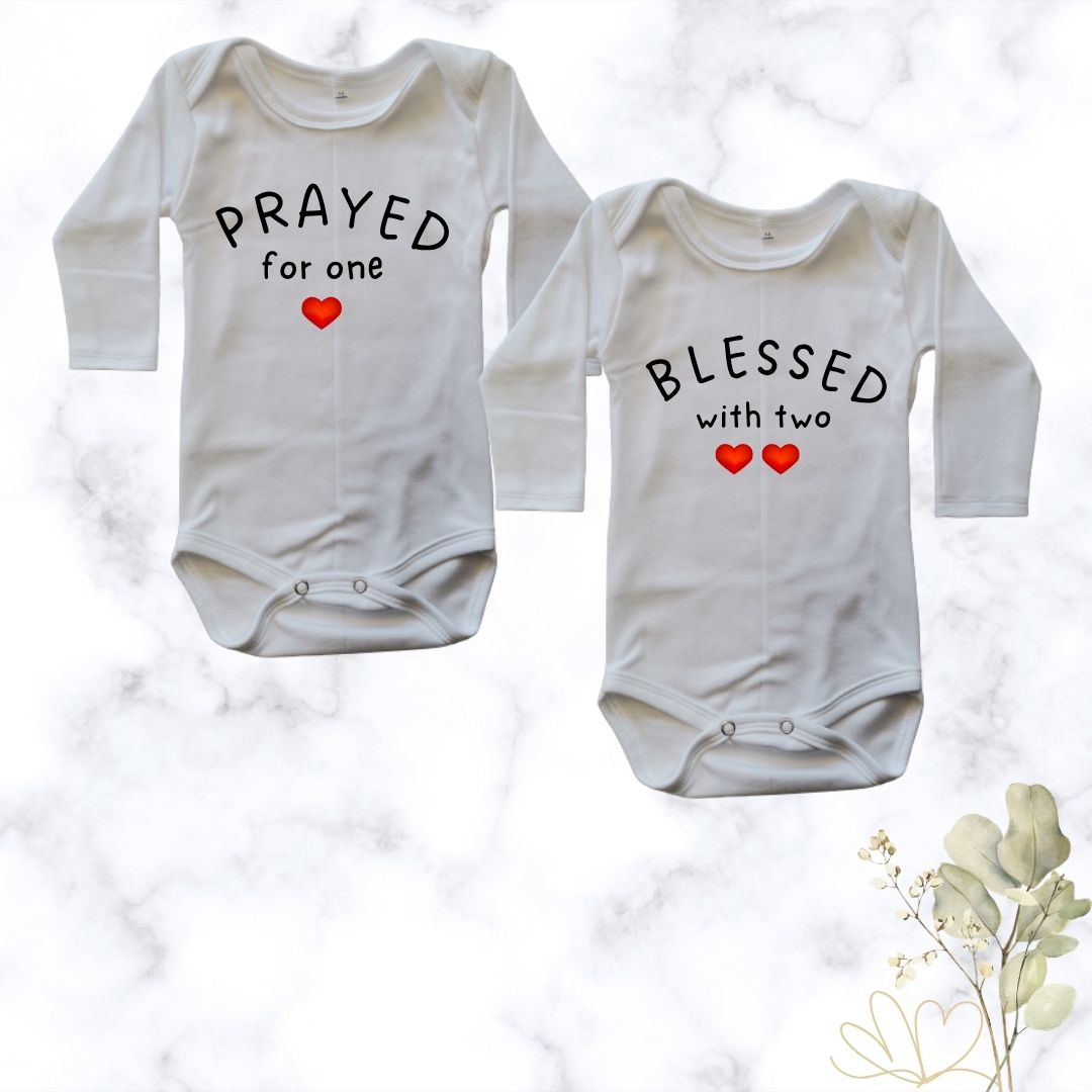 Blessed with Two| Custom Printed Twin Onesies