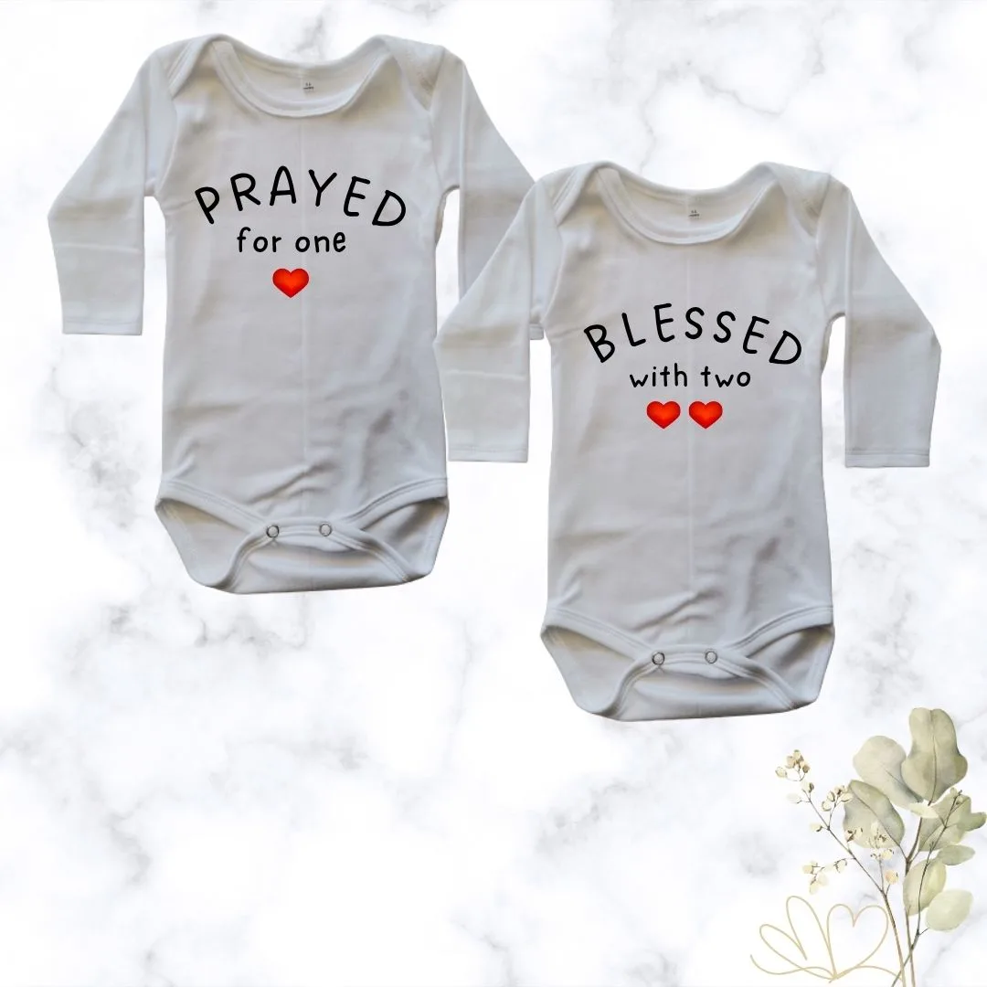 Blessed with Two| Custom Printed Twin Onesies
