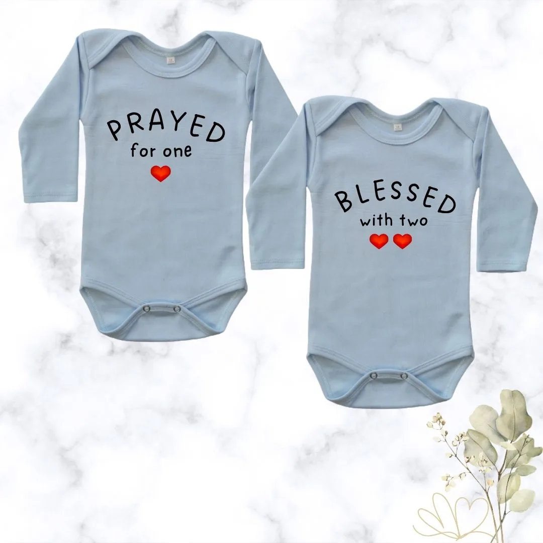 Blessed with Two| Custom Printed Twin Onesies
