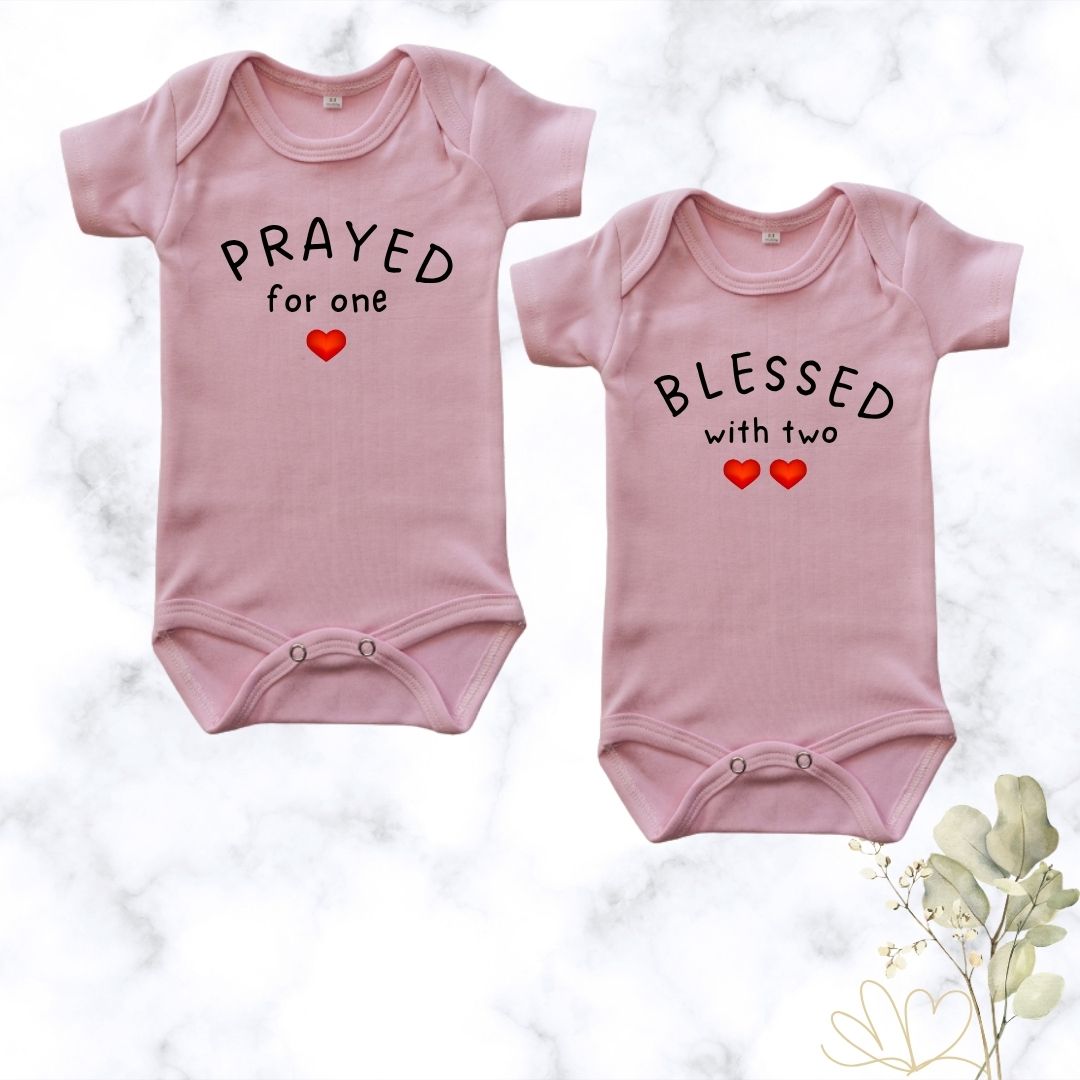 Blessed with Two| Custom Printed Twin Onesies
