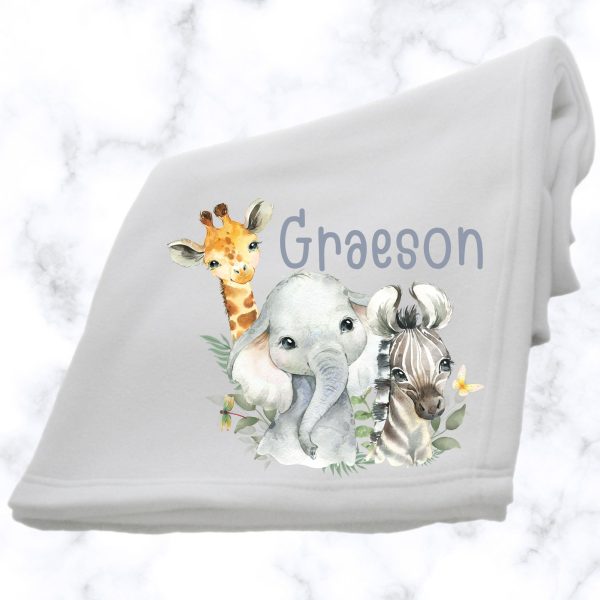 Safari Animals Fluffy Fleece Baby Blanket