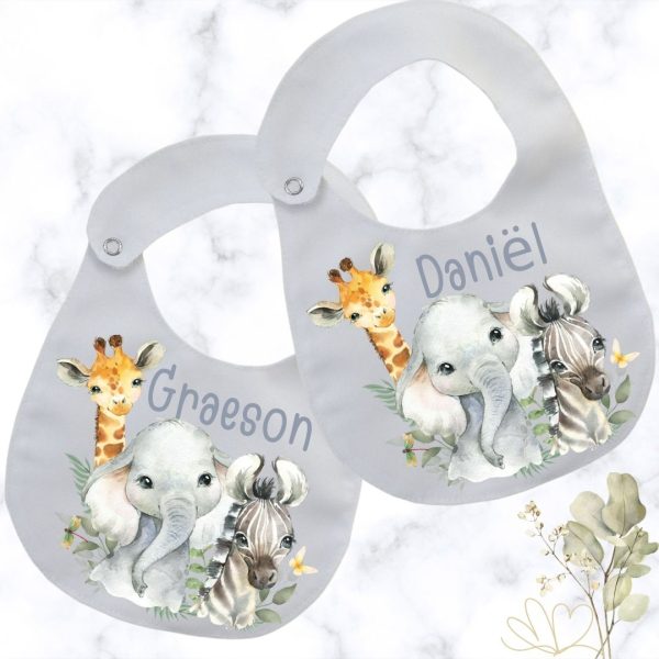 Safari Animals Round Baby Bib