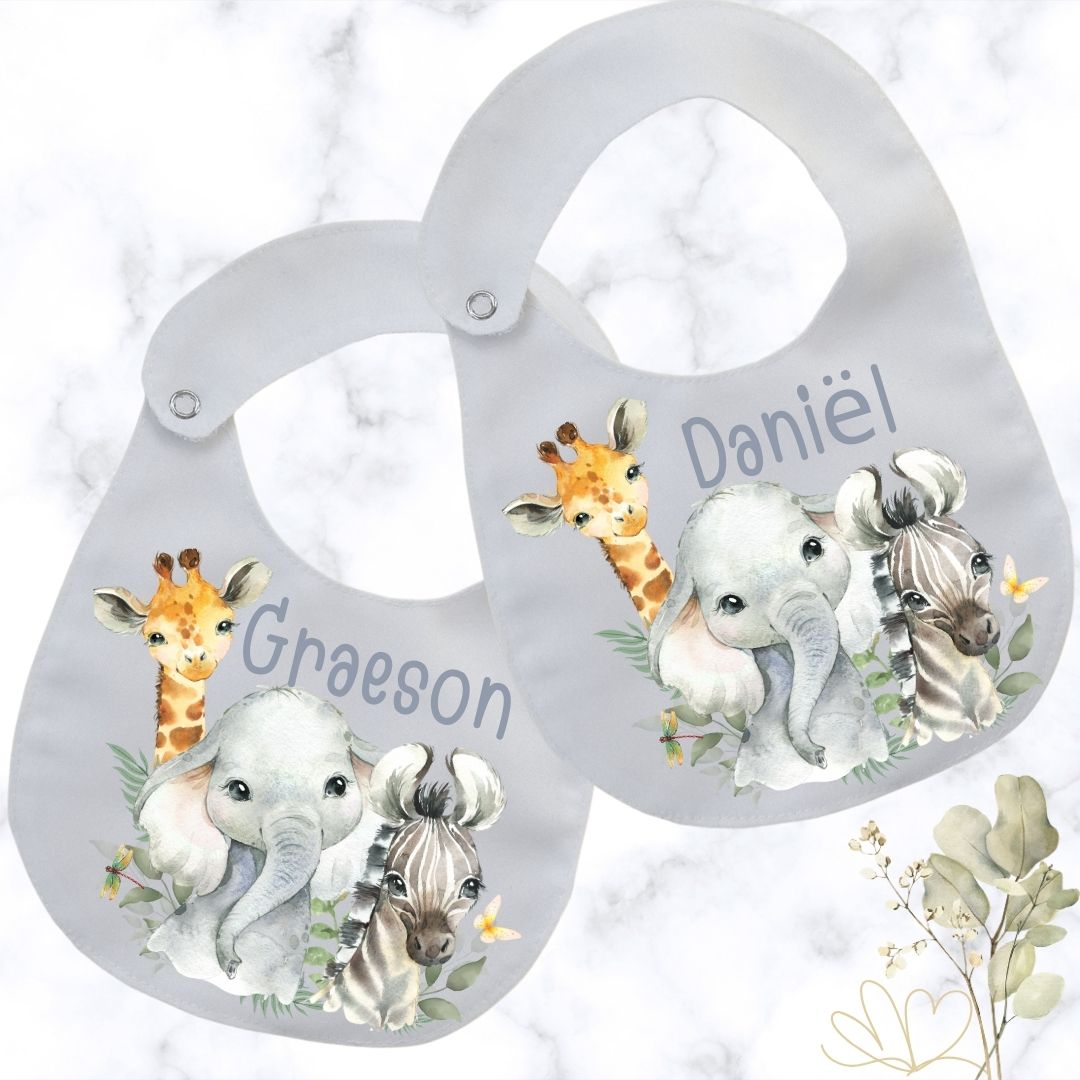 Safari Animals Round Baby Bib