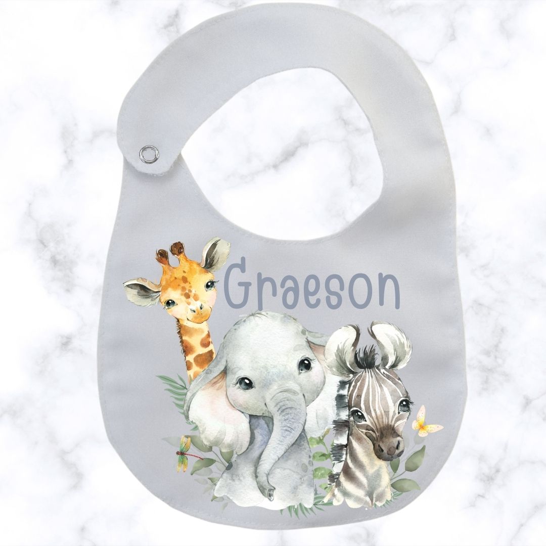 Safari Animals Round Baby Bib