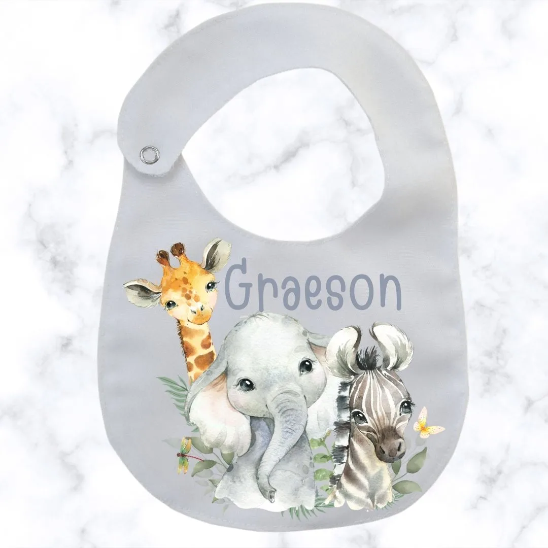 Safari Animals Round Baby Bib