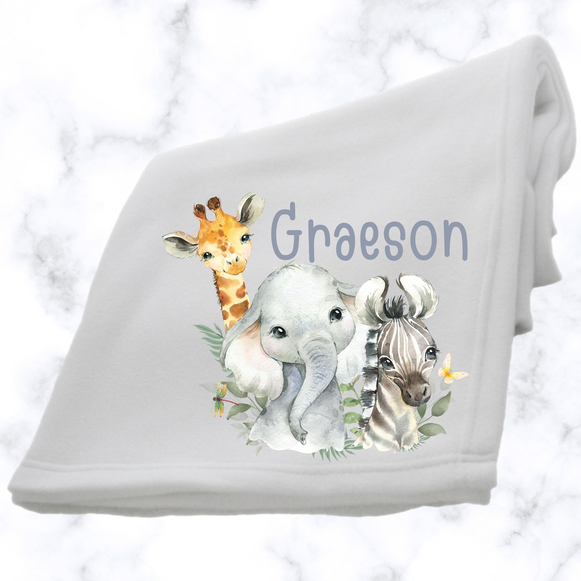 Safari Animals Fluffy Fleece Baby Blanket