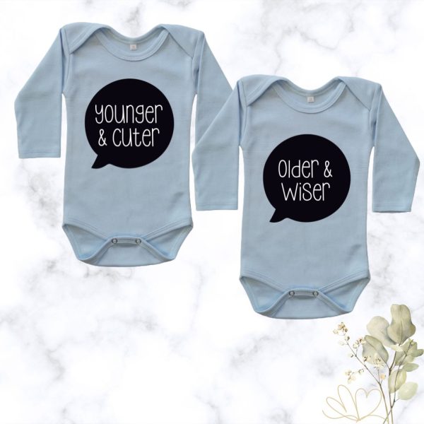 Younger and Cuter twin onesie combo