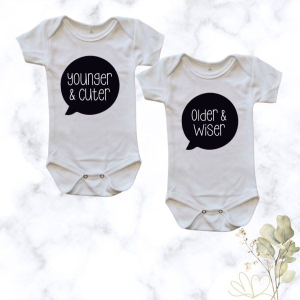 Younger and Cuter twin onesie combo