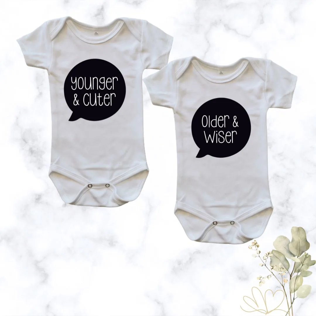 Younger and Cuter twin onesie combo