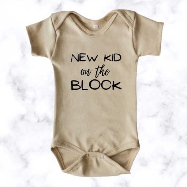 Baby Onesie ‘New Kid On The Block’ Print – Custom Printed Cotton Onesie