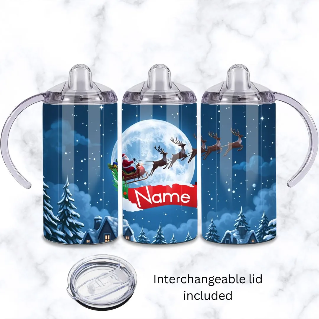 Santa & Reindeer Baby Sippy Cup 12oz | Personalised Printed