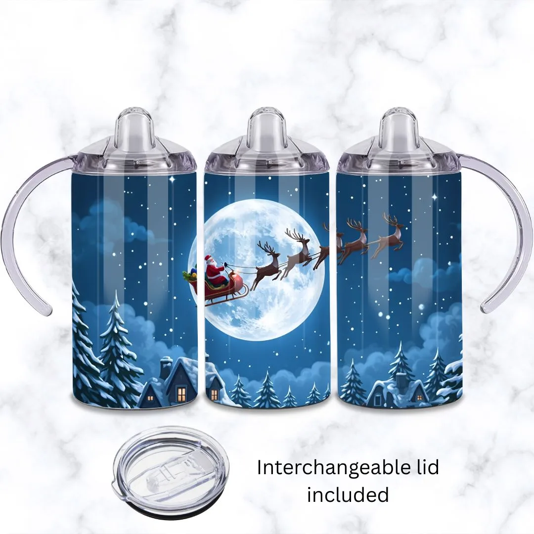 Santa & Reindeer Baby Sippy Cup 12oz | Personalised Printed