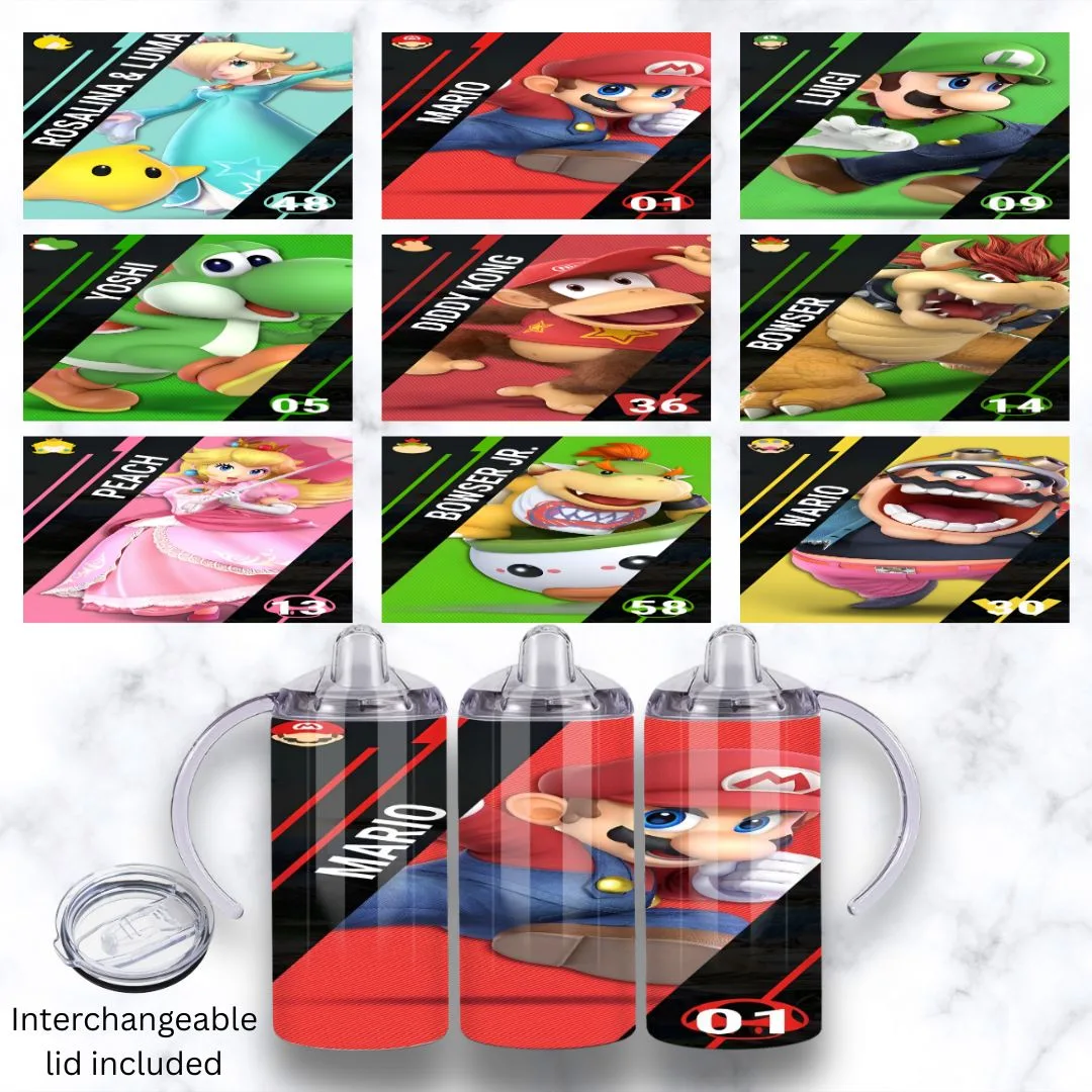 Assorted Mario Characters Baby Sippy Cup 12oz | Personalised Printed