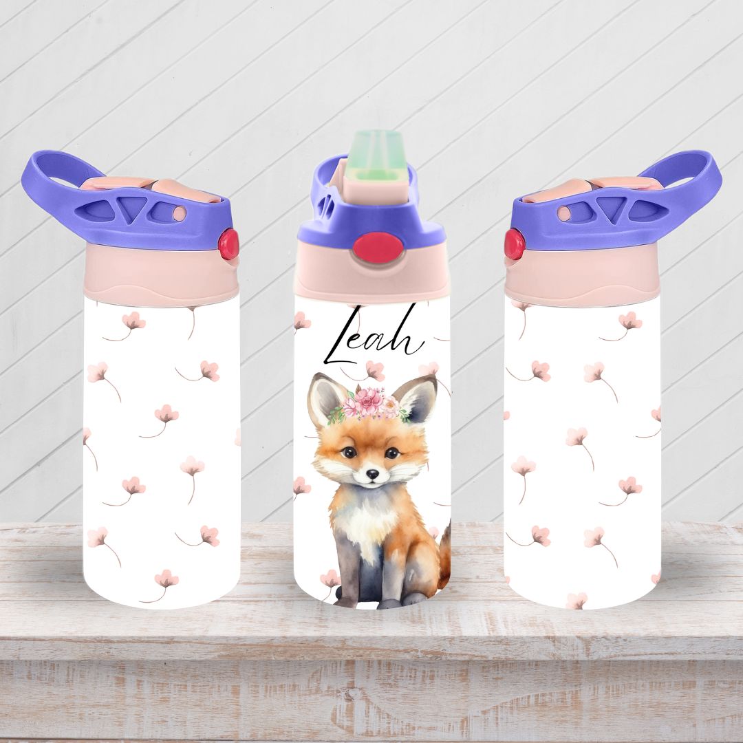 Cute Fox Flip Top Sippy Cup | Personalised Printed