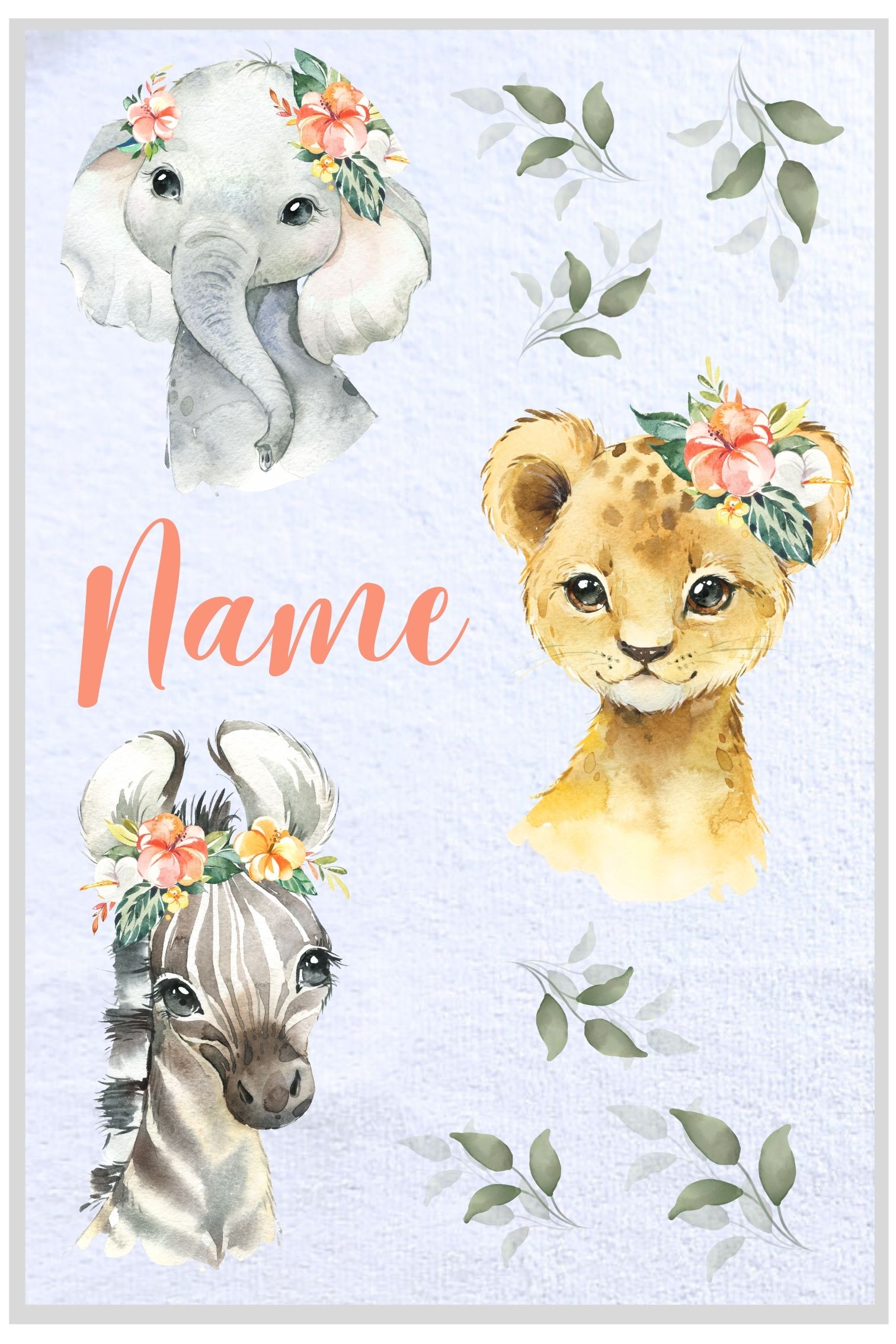 Girly Safari Animals Burp Cloth Set