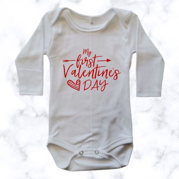 Alternative view of First Valentines Day | Custom Printed Cotton Onesie