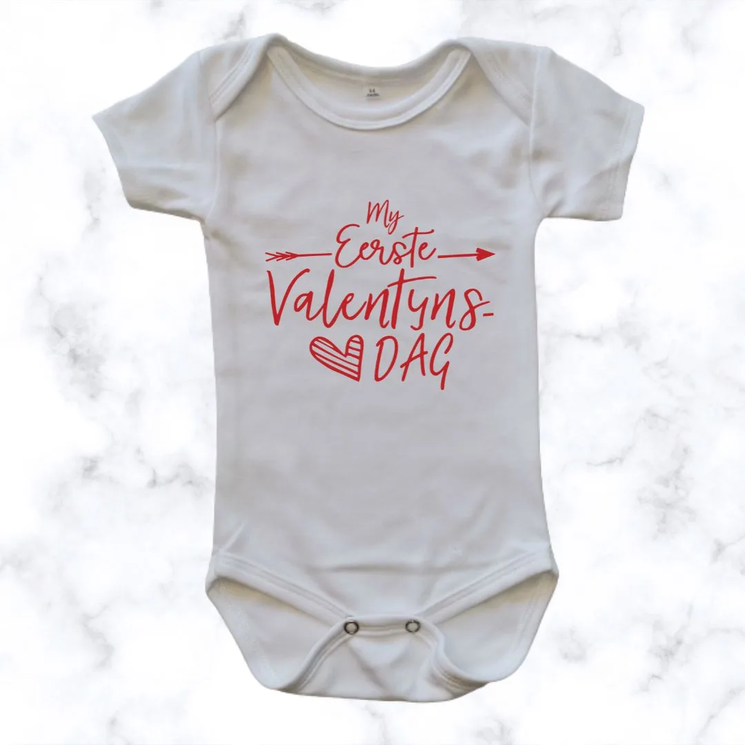 First Valentines Day | Custom Printed Cotton Onesie - Image 3