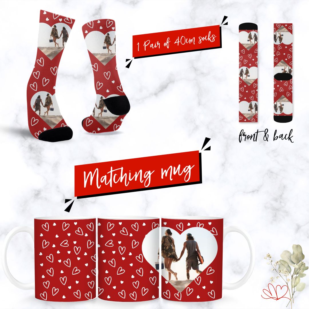 Valentine's Hearts Gift Combo with mug and socks