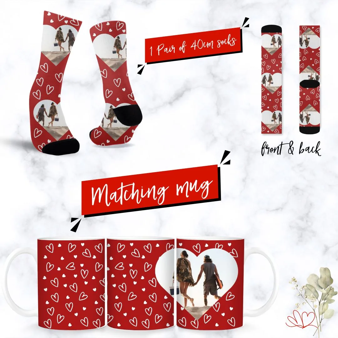Valentine's Hearts Gift Combo with mug and socks