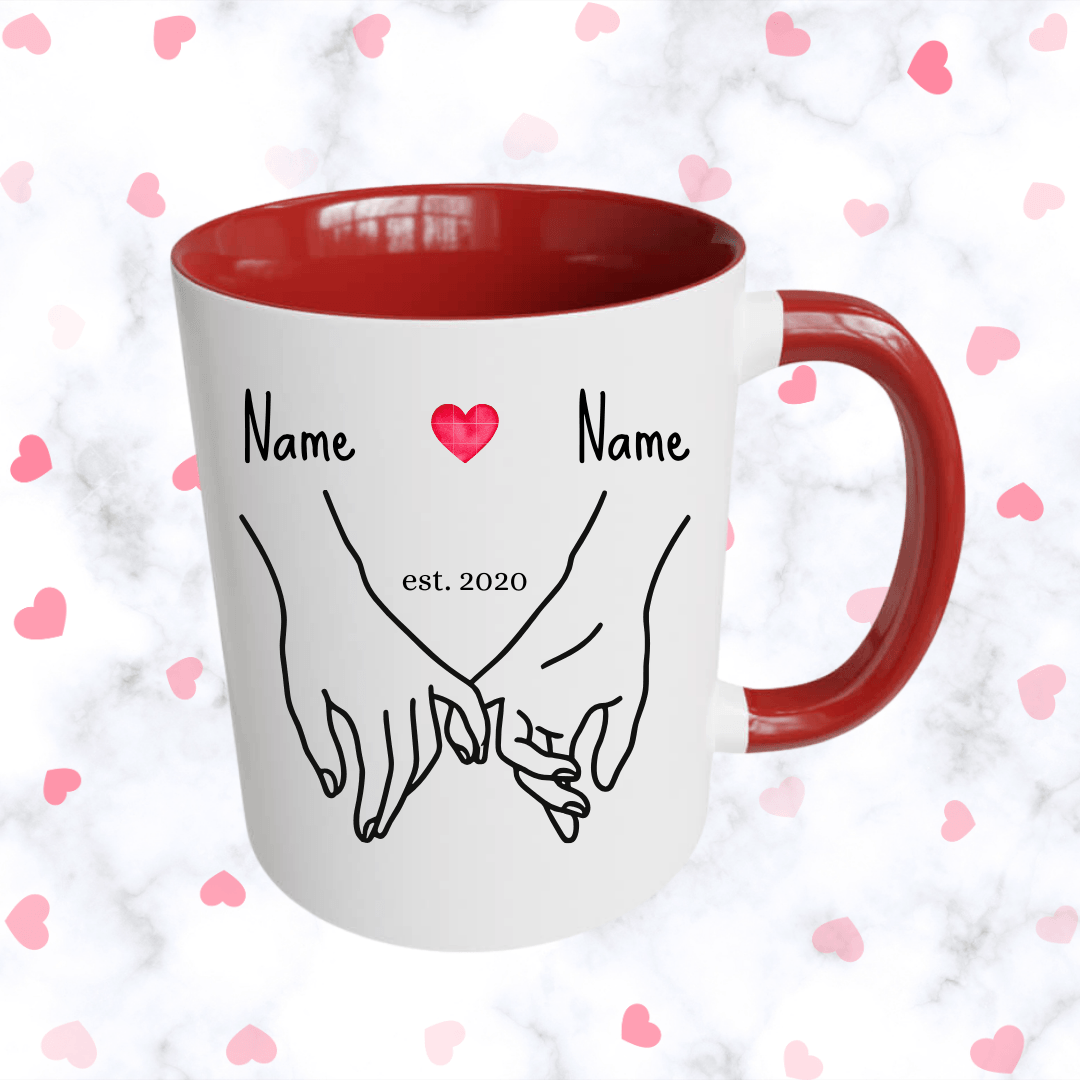 Just Us Two Name and Year Red Mug