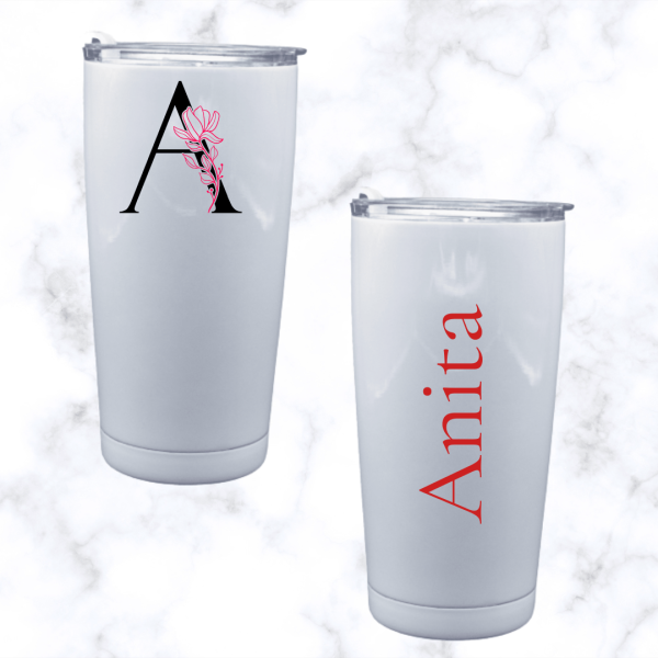 Floral Letter Name 20oz Tumbler