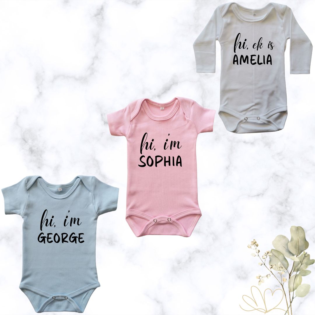 Meet me | Hi, i'm printed baby onesie