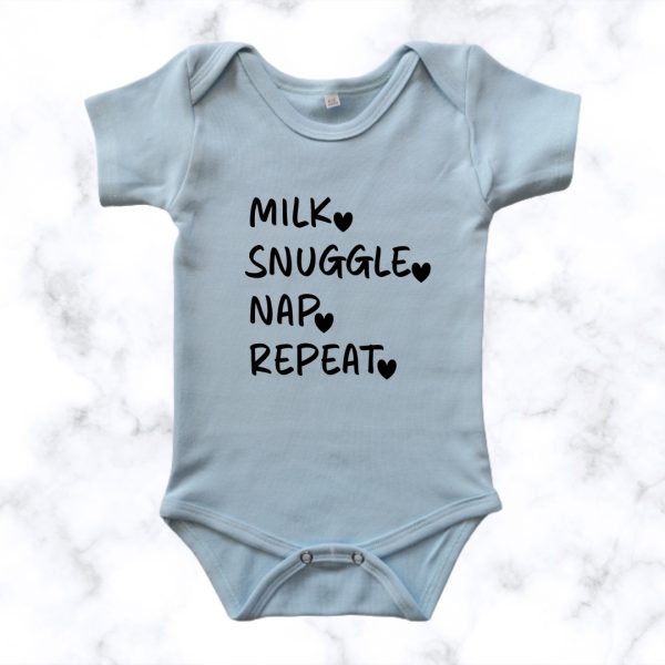 Tiny Routine Baby Onesie - baby blue short sleeve